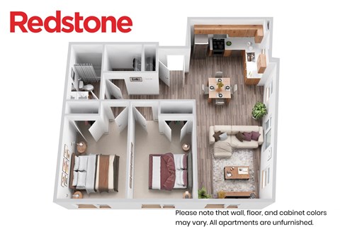 Floor plan for 2 beds, 1 bath